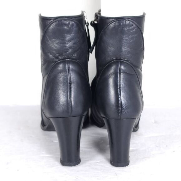 M Grigiarancio Women's US7-7,5 EU38 Black Leather Zip Heeled Ankle Boots Booties - Picture 9 of 15